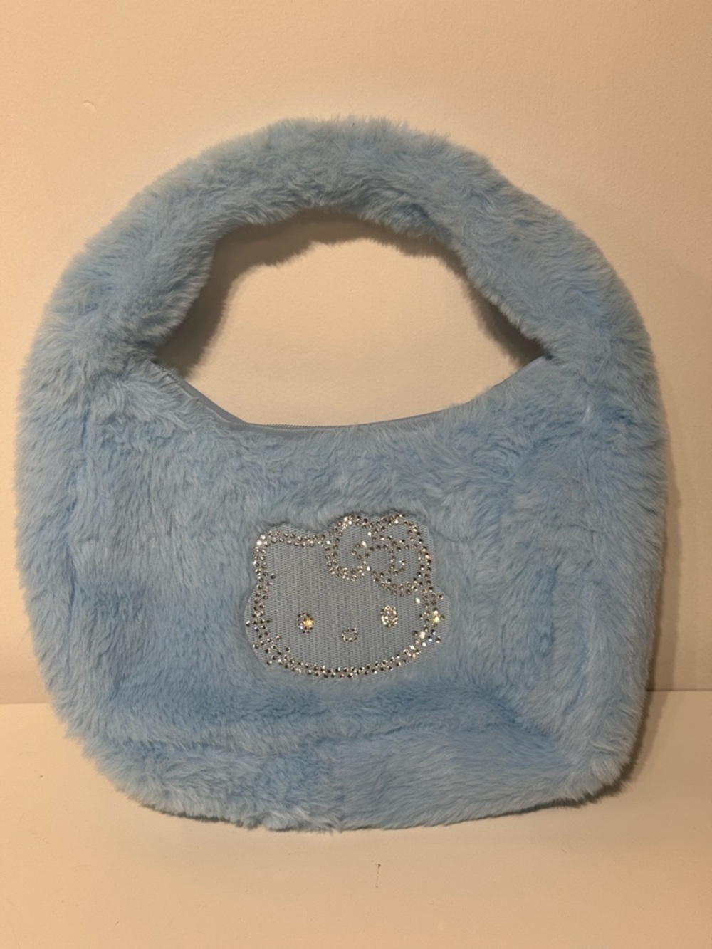 Kids Plush Light Blue Character Tote Bag